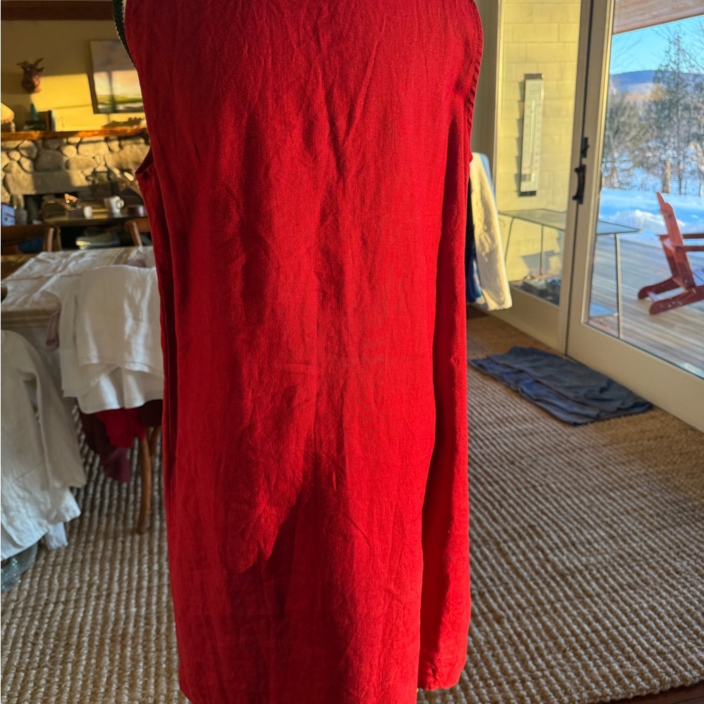 Garnet Hill red linen button up dress, 8 NBW w/out tags. - Picture 5 of 8